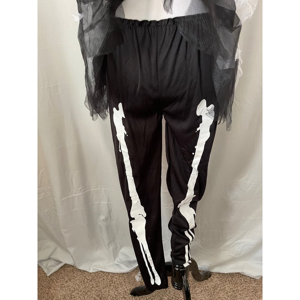 Girls Black/White Skeleton Tulle Bottom Top & Pant Halloween Costume - Picture 3 of 12